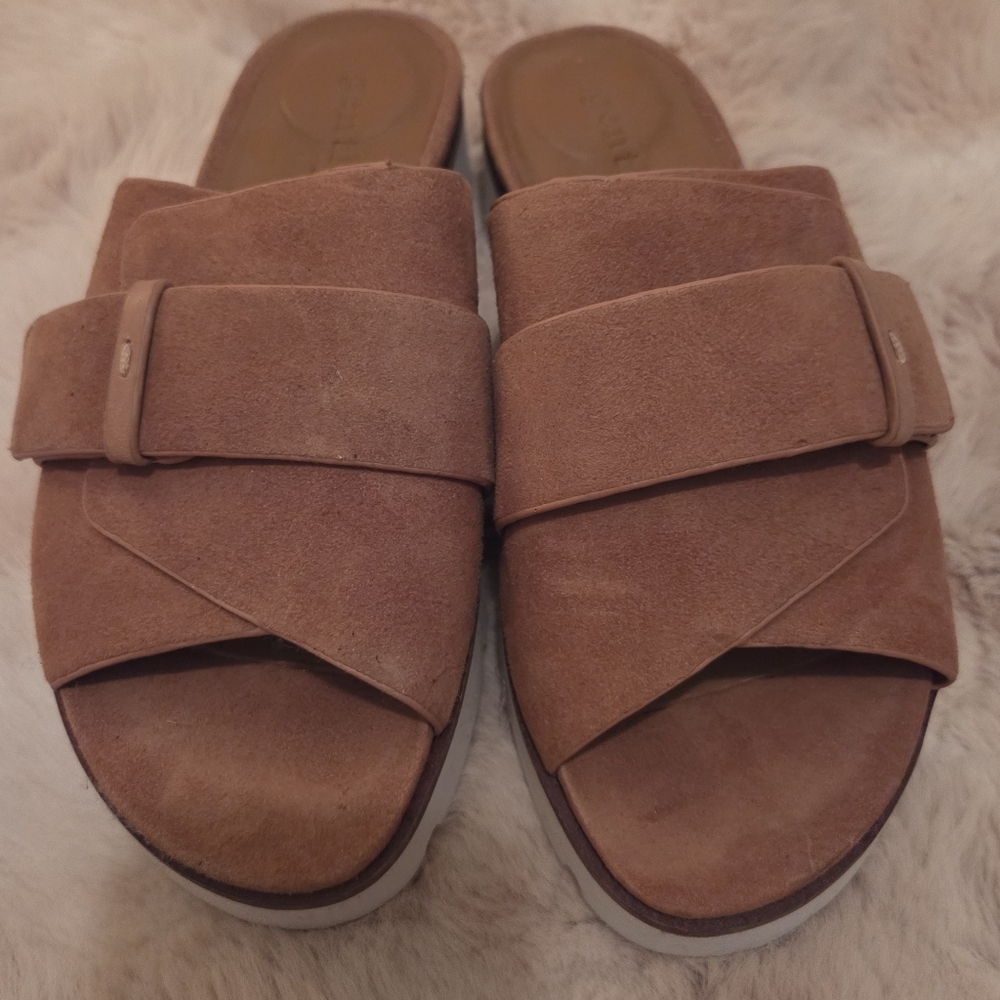Gentle Souls Brown Suede Slide Sandals By Kenneth Cole - Picture 4 of 10